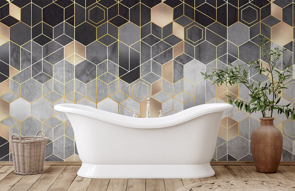 Marble Tile Effect Geometric Wallpaper Mural
