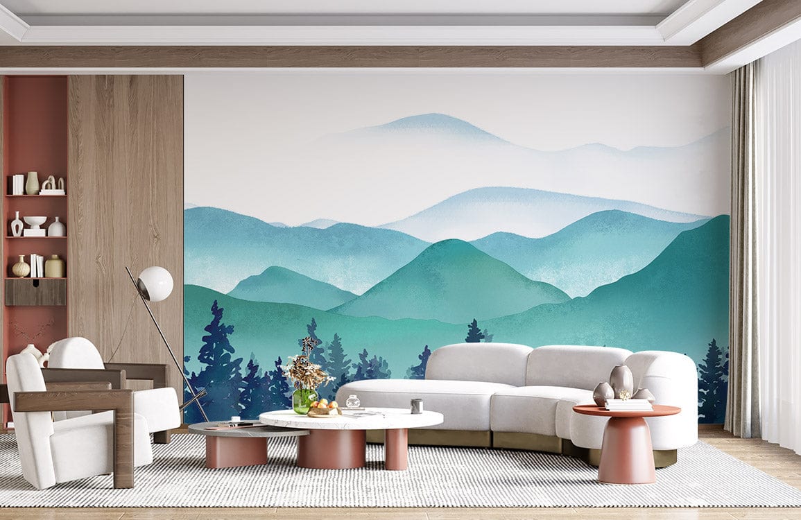 Airy Mountain Scene Wallpaper Mural for Home Decor