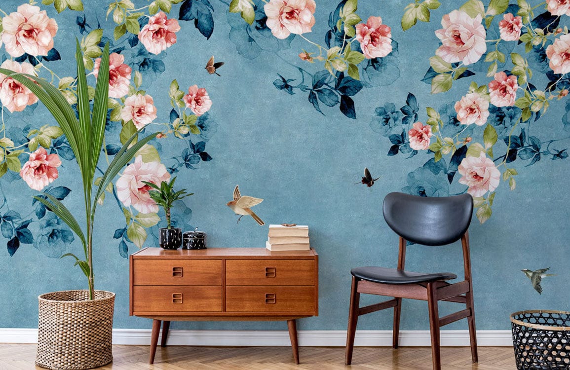 Vintage Floral Wall Mural Hallway