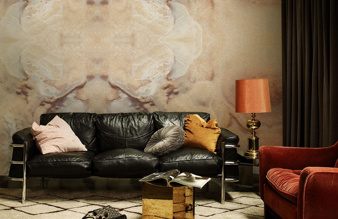 Decorate your living room with this abstract brown marble wallpaper mural.