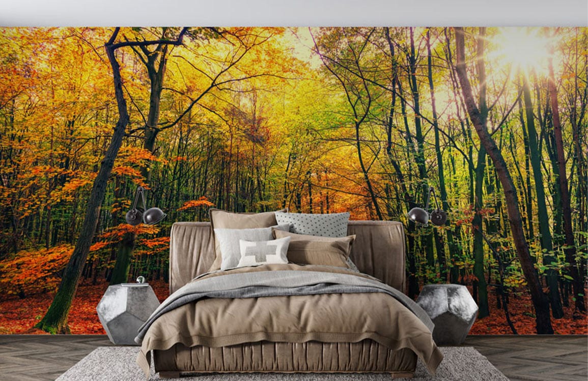 Autumn Maple Leaf Wallpaper Mural For Home Interior Decor