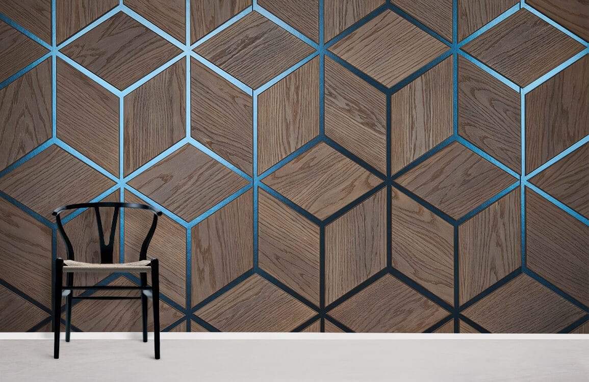 geometric effect wallpaper mural hallway