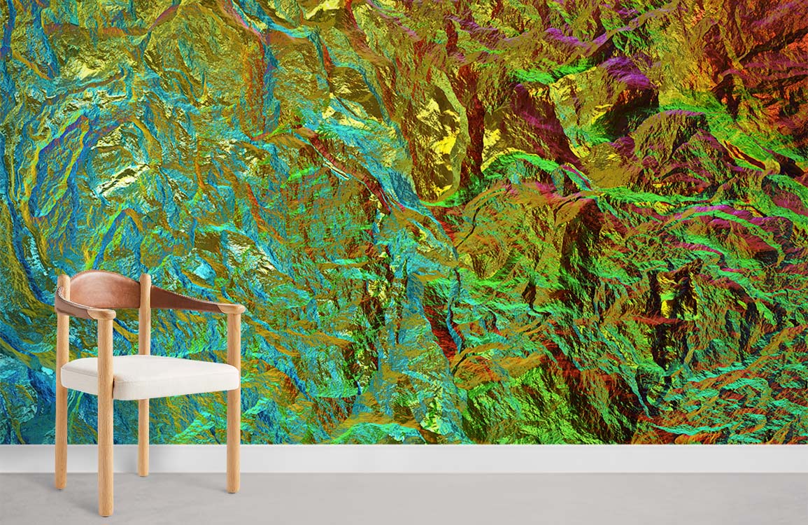 Colorful Gilded Mineral Room Wallpaper Mural