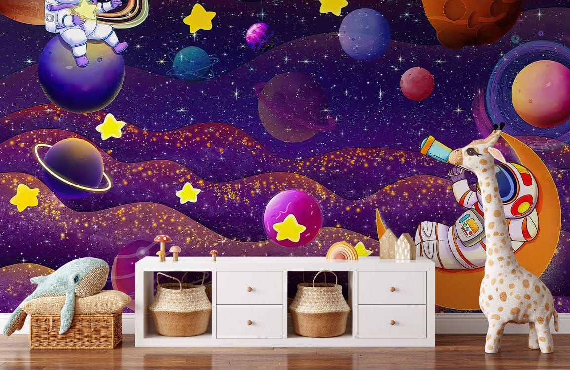 astronaut adventure wall mural playroom decor