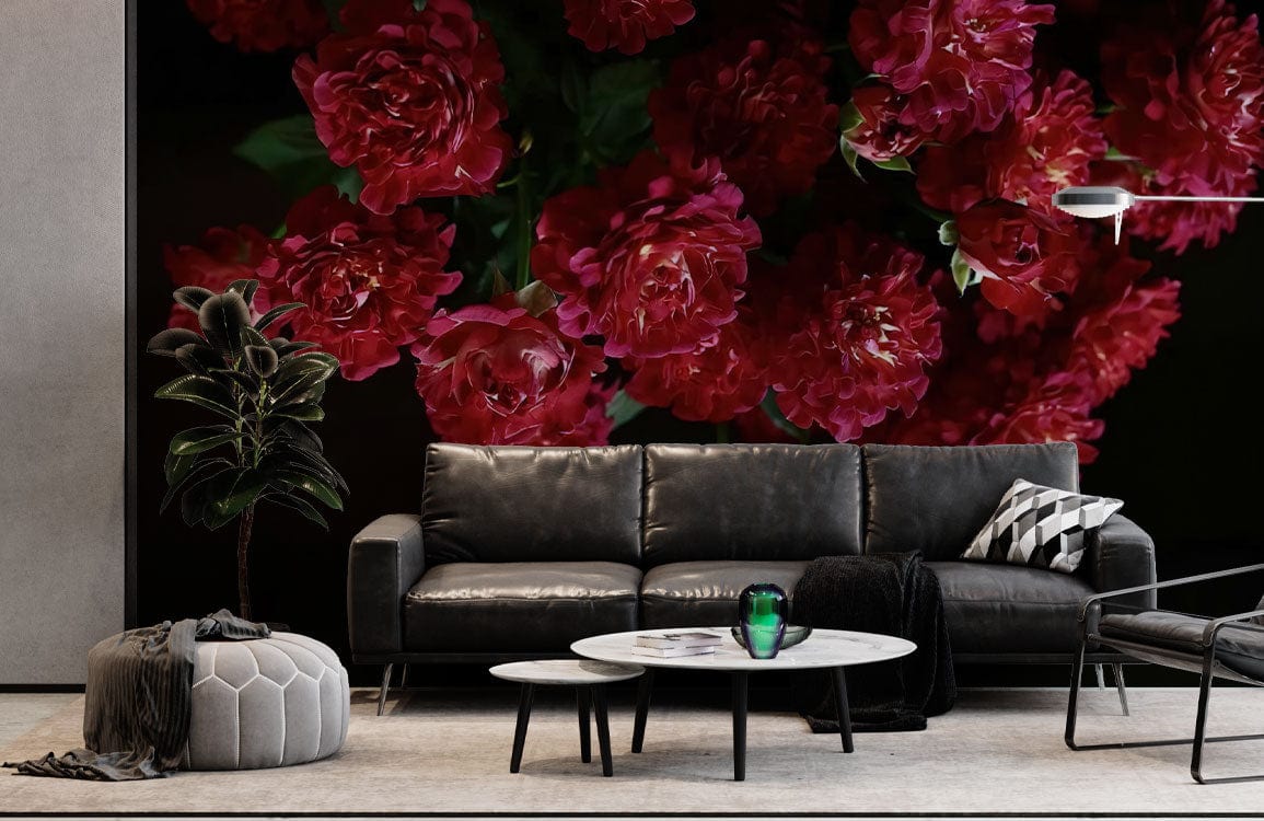 Elegant Crimson Rose Blossom Floral Wallpaper - Luxurious Dark ...