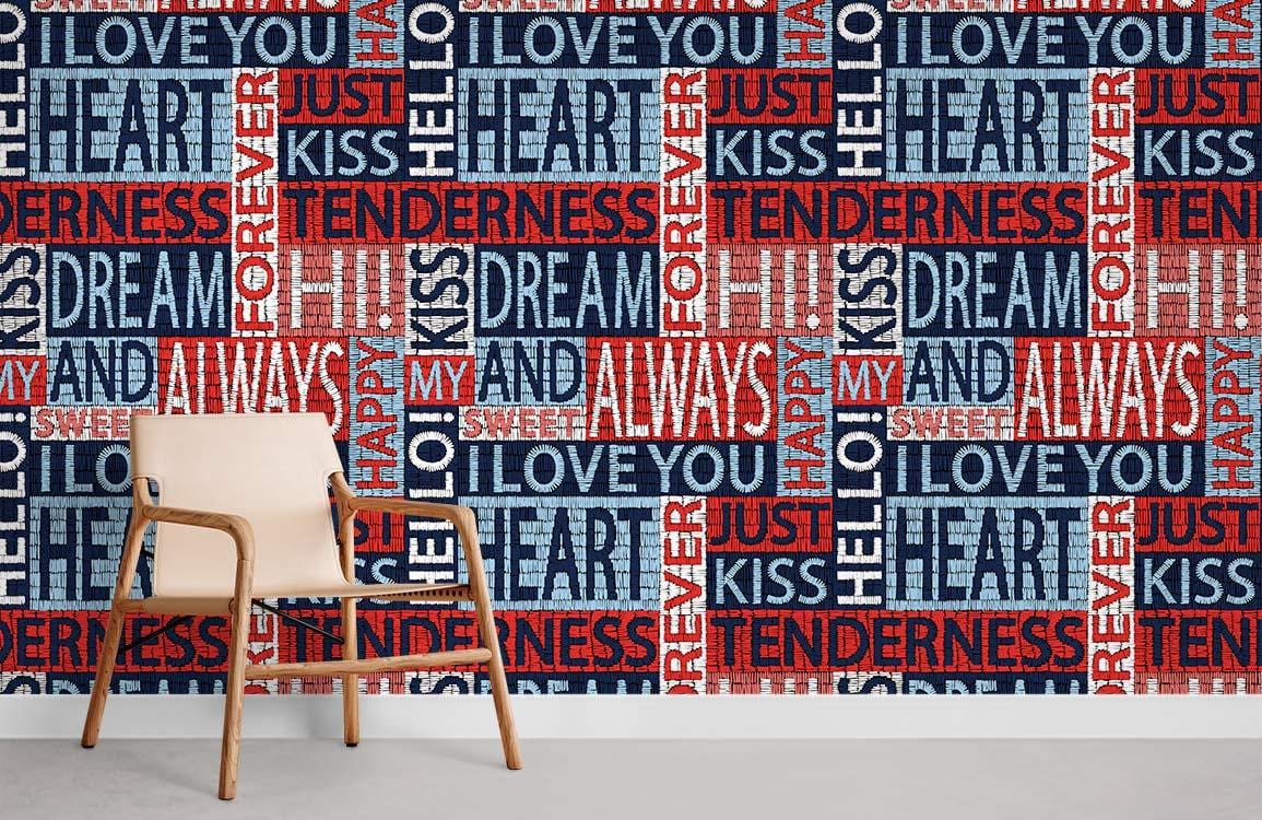 Letter Embroidery Mural Wallpaper Room