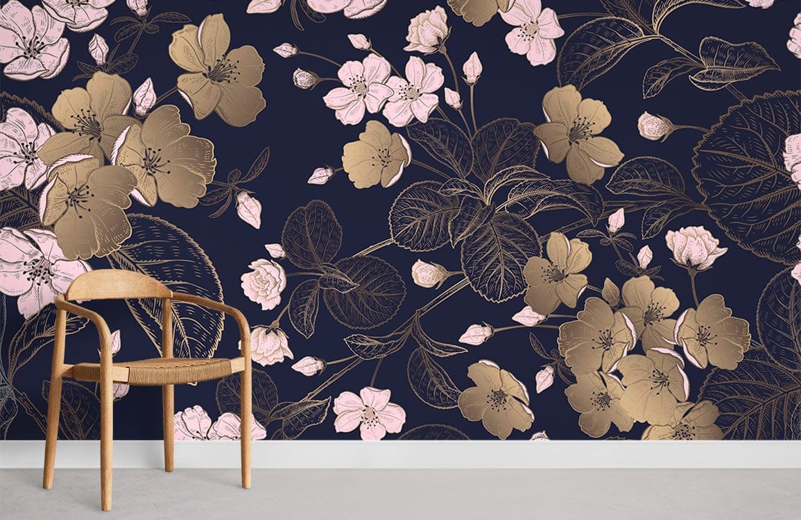 Japanese Cherry Blossom Mural Wallpaper Room