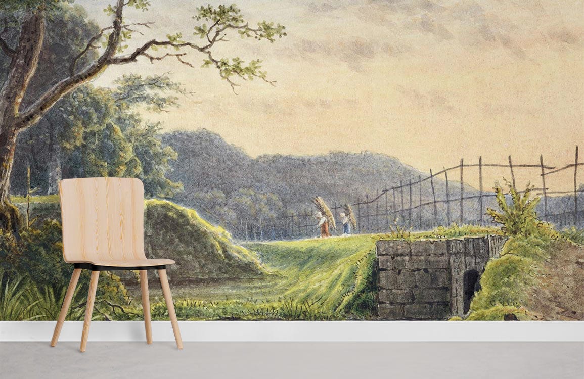 Tranquil Countryside Landscape Mural Wallpaper with Lush Greenery and ...