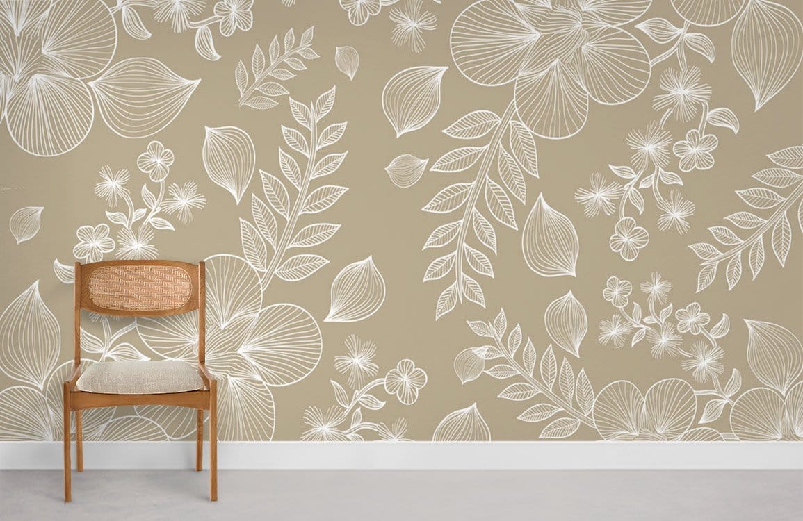 Line Flowers wallpaper mural living room