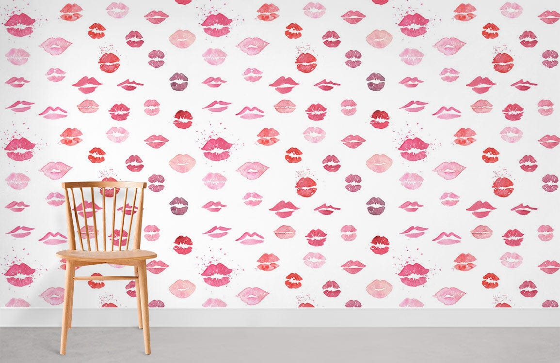 Lips Pattern Wallpaper Mural Room
