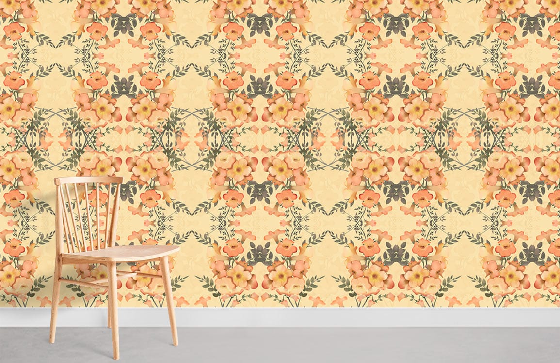 Soft Yellow Flower Wallpaper Mural Room