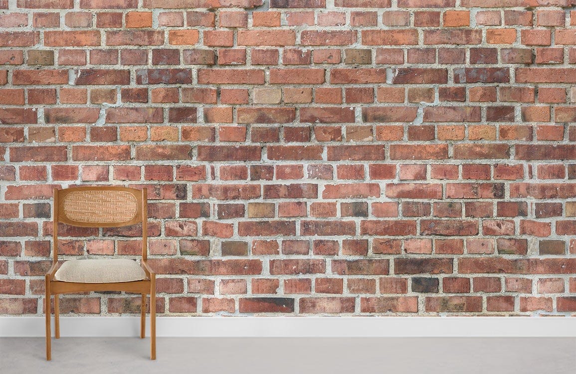 Old Red Brick Textured Mural Wallpaper