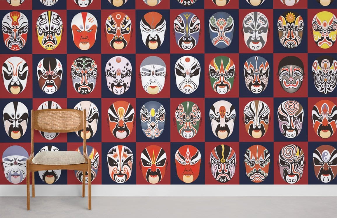 Opera Mask Pattern Wallpaper Mural Restaurant