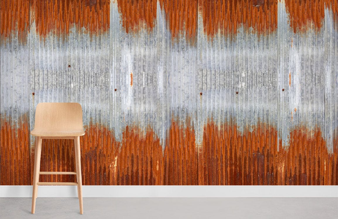 Orange Rust Industrial Mural Wallpaper Room