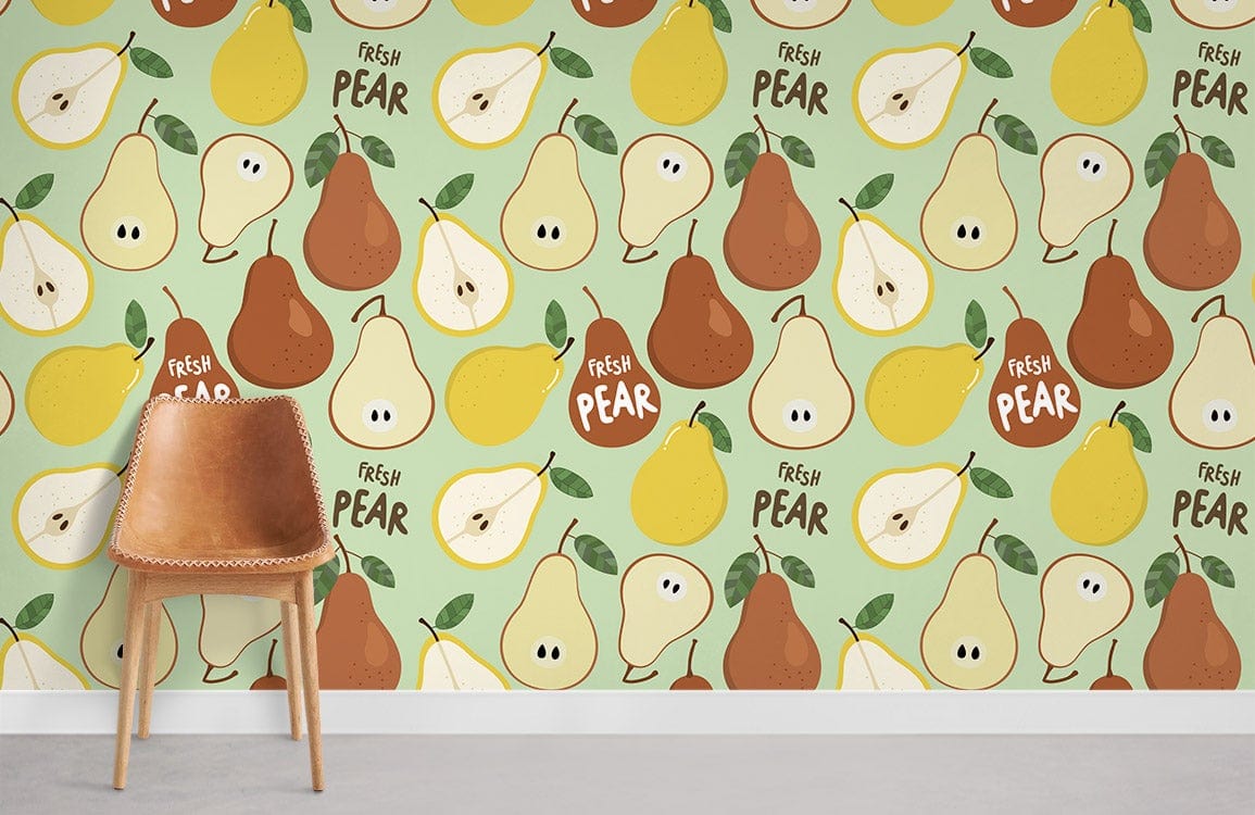 Fresh Pears Wallpaper Mural Room
