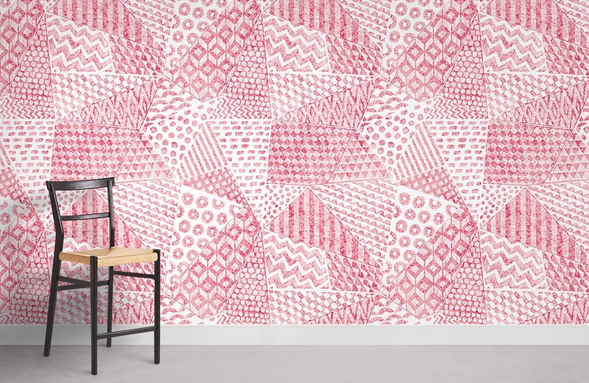 Pink Embroidery Mural Wallpaper Room
