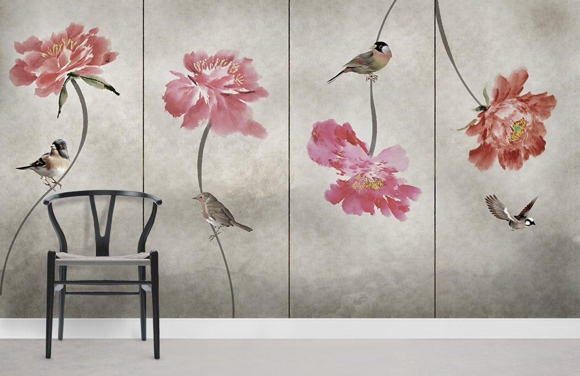 Watercolour Pink Peony Wall Mural | Ever Wallpaper UK