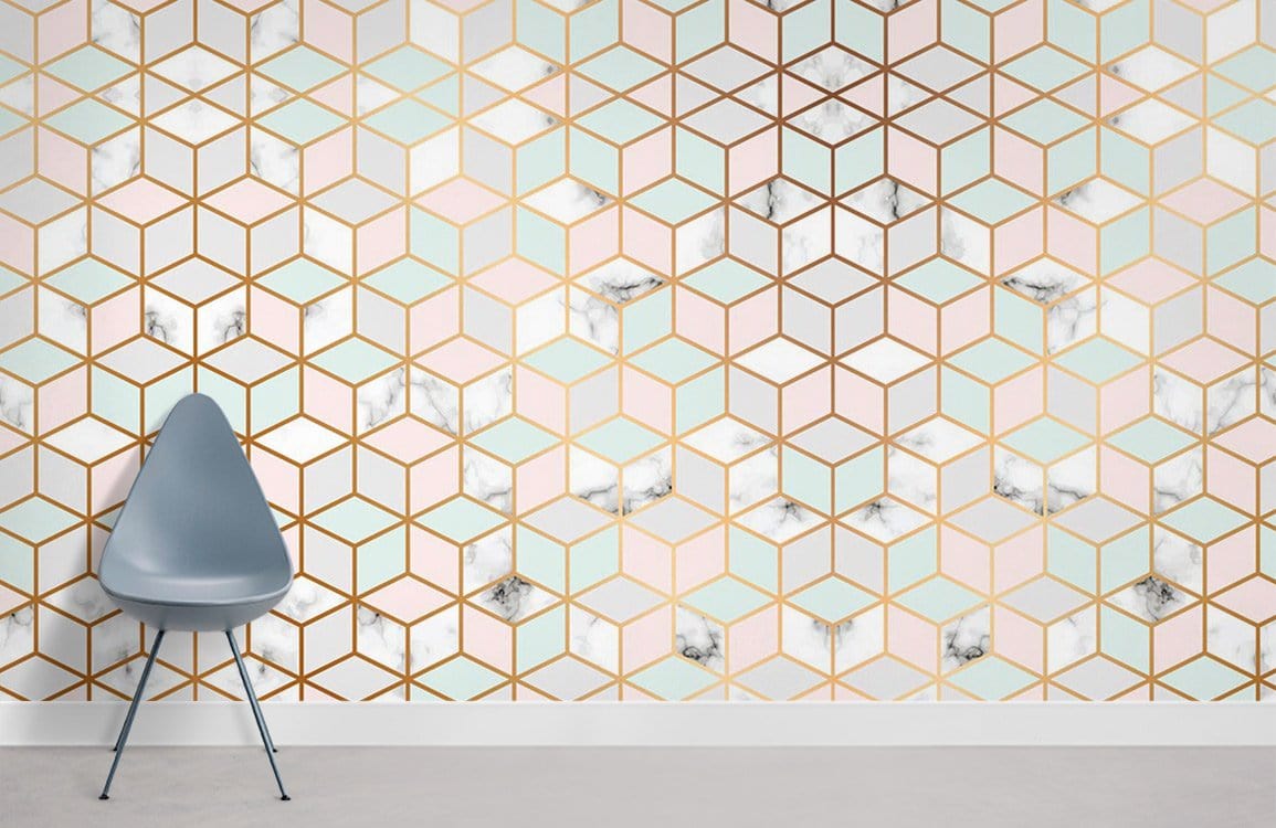 Regular Geometric Marble Wallpaper Mural Room