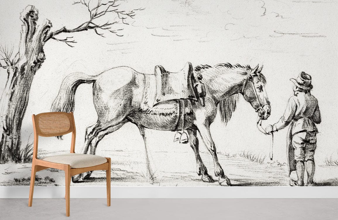 Rider and Horse Wallpaper Mural Room