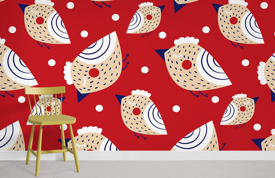 Strawberry Birds Room Wallpaper Mural