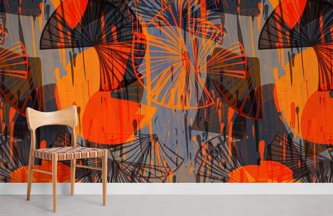 Textile Orange Pattern Wall Murals Room