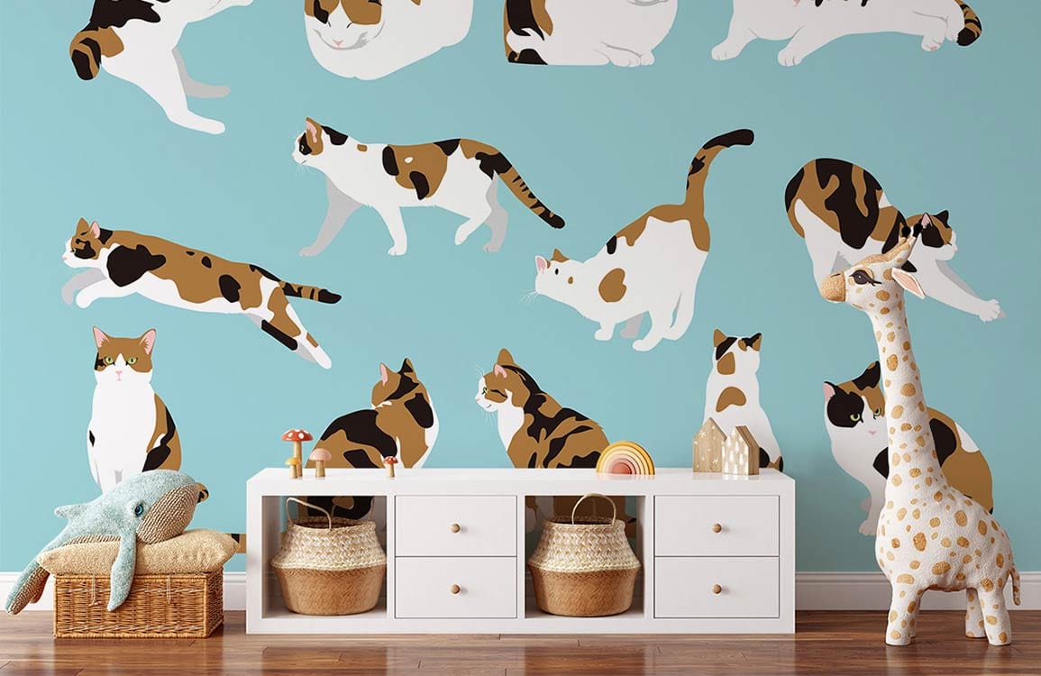 different shaped cats wallpaper mural for room