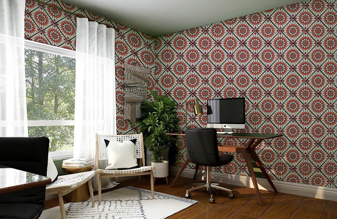 dark red vectors and illusions mural wallpaper for office decor