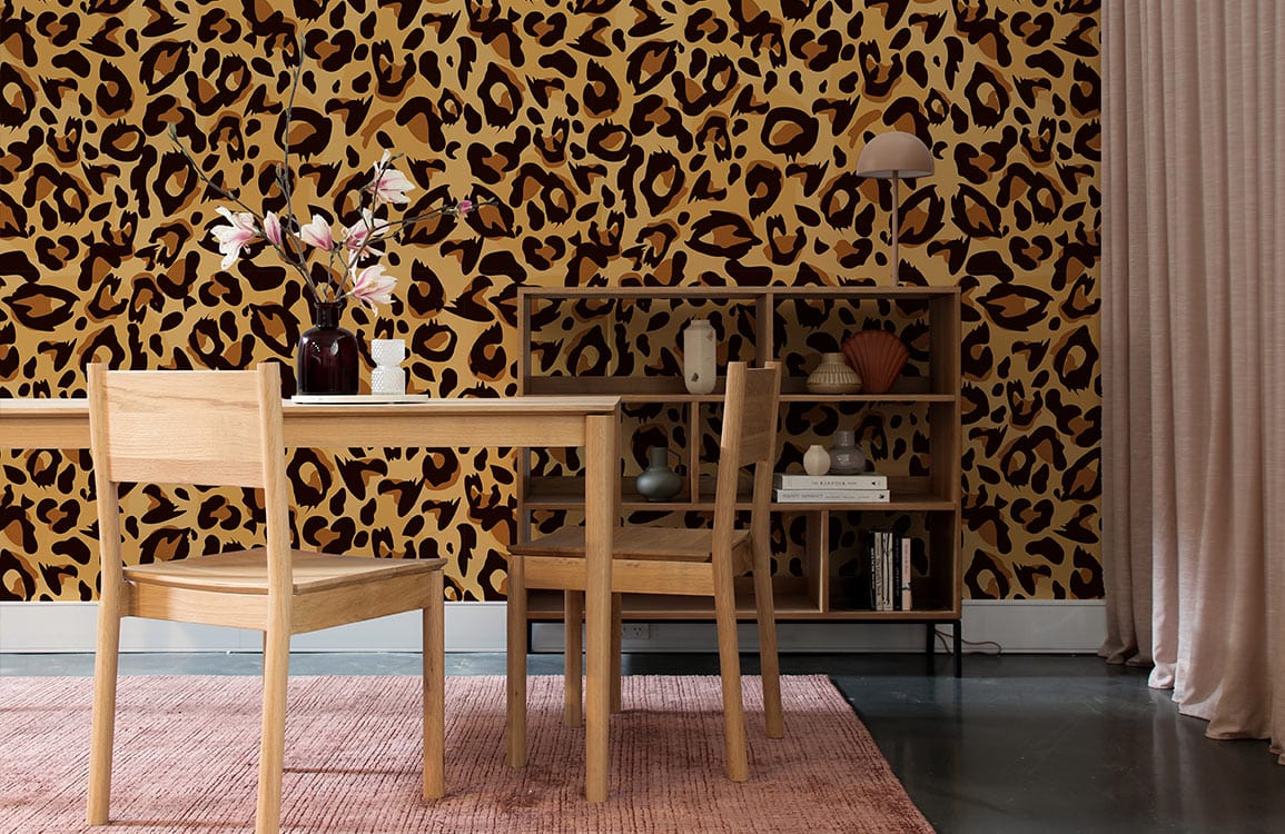 leopard print fur wallpaper mural home interior