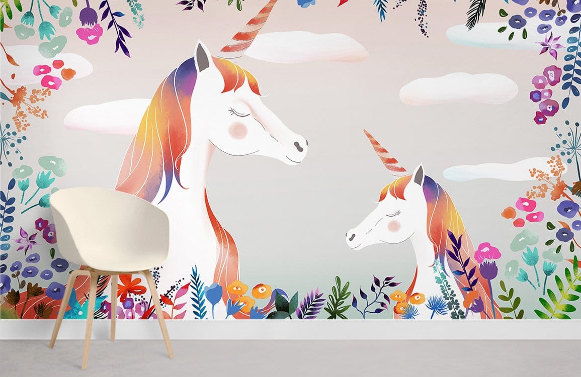 Unicorns Animal Nursery Room Wallpaper Mural Room