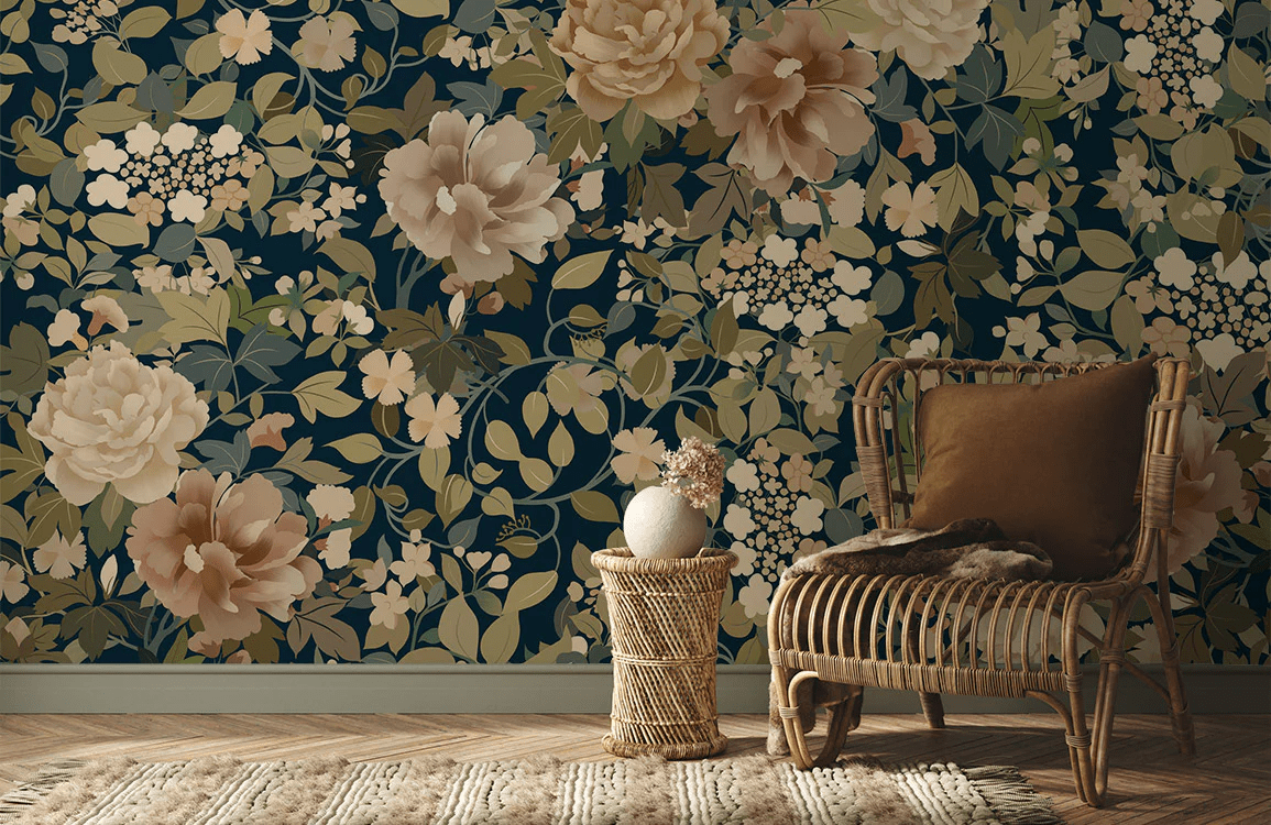 vintage flowers wallpaper mural for room