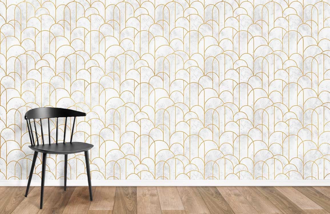 White Geometry Wallpaper Mural Room