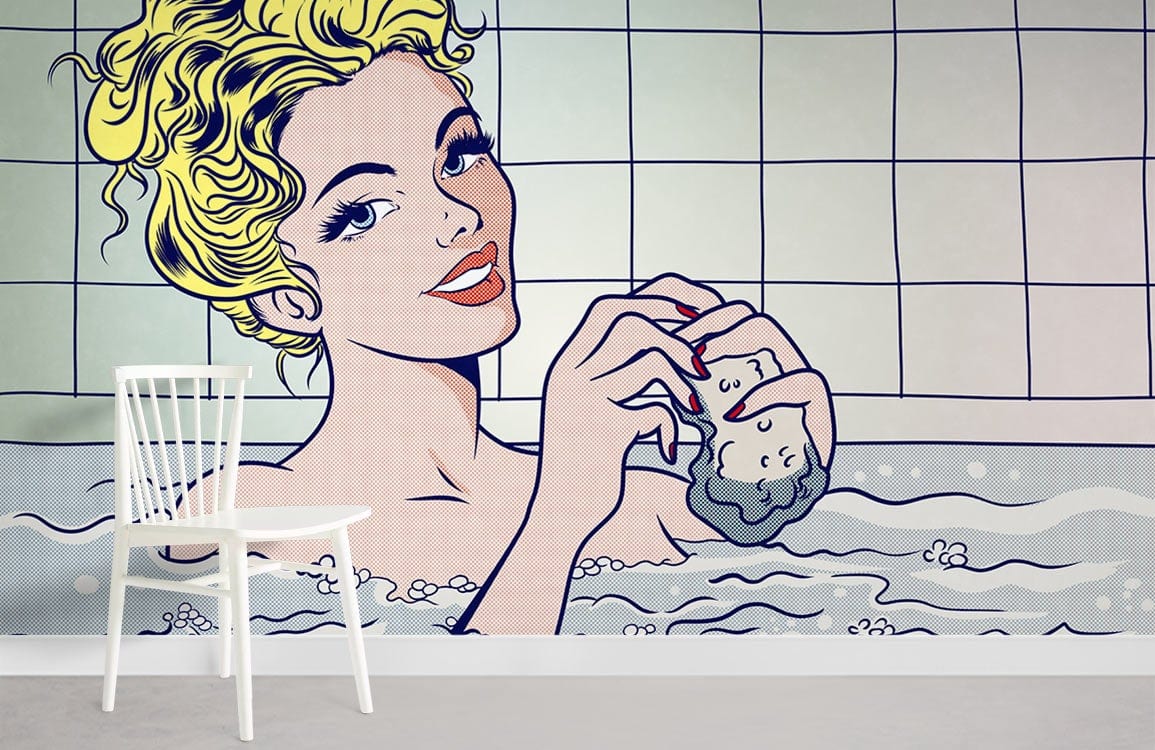 Woman in Bath Pop Art Mural Wallpaper