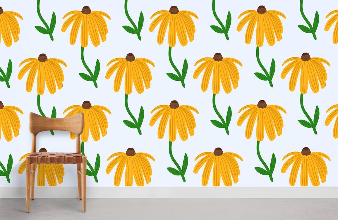 Yellow Flower Pattern Wallpaper for Home