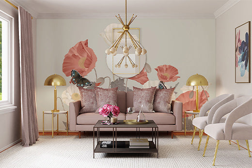 butterfly floral wallpaper mural for home interior decor