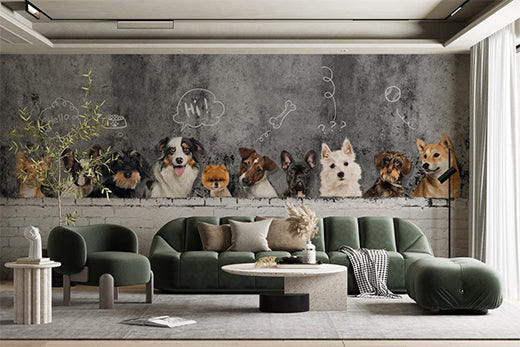 dog with thoughts wallpaper mural