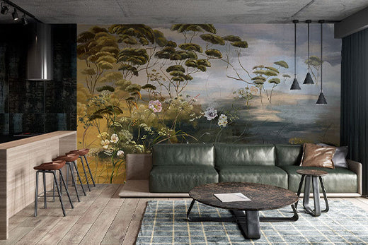 flower grass wallpaper mural for living room