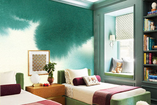 Ombre green wallpaper for room