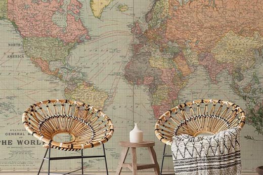 Bring World Home-5 Stunning Vintage Map Wallpaper Murals
