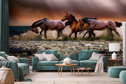 running horses wallpaper mural