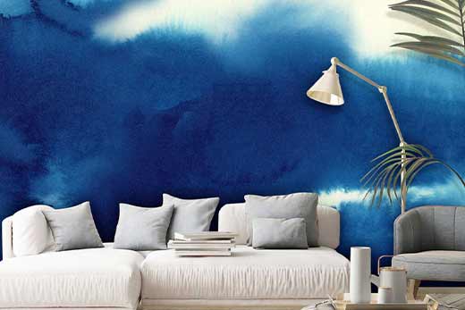 Building A Productive Office Space With Calm Blue Wallpaper Murals