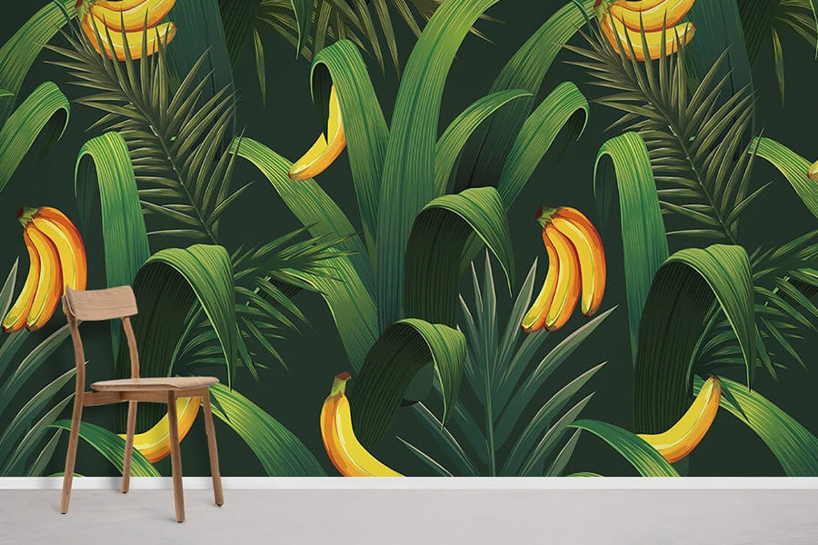 Banana & Leaf Pattern Wallpaper