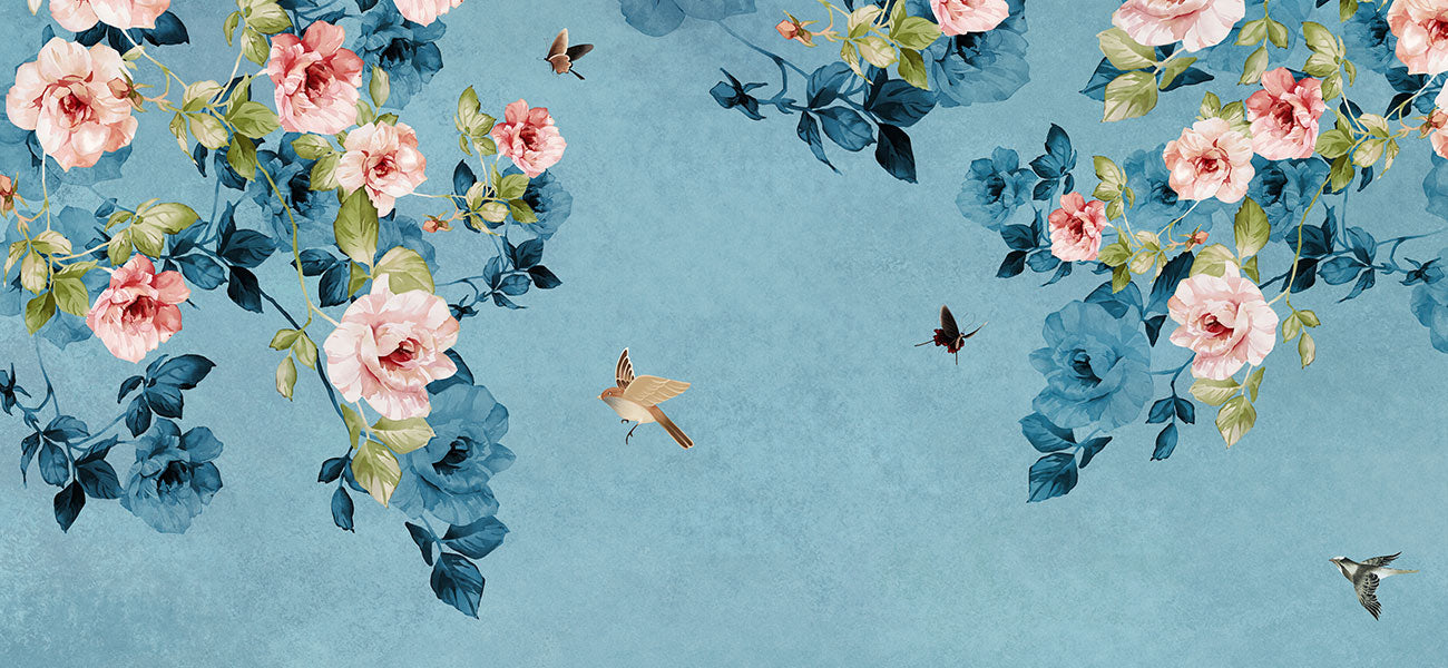 Blue Flower Wallpaper Mural