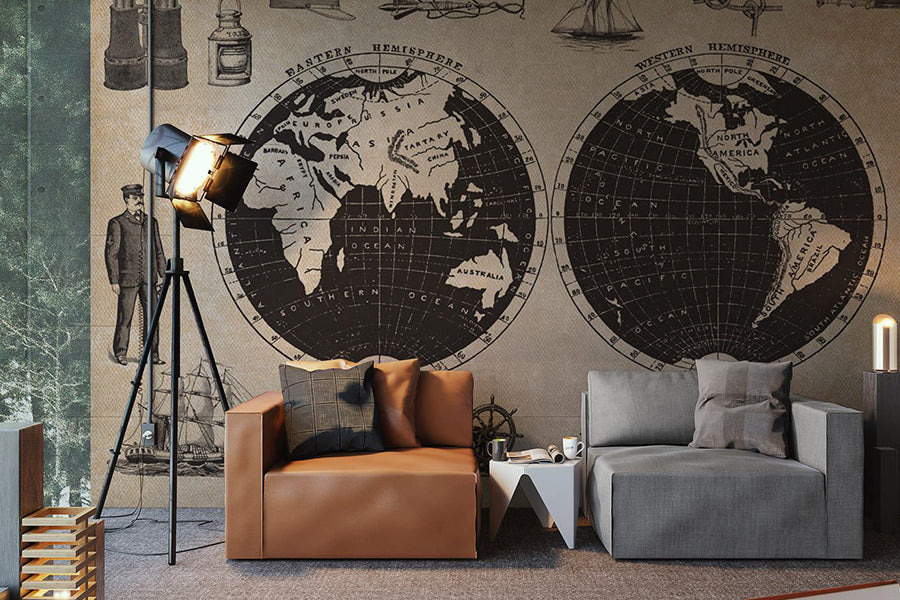 Vintage World Map Wallpaper Mural