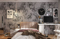 Black Leaves on Grey Wallpaper Mural