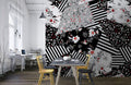 Monochrome Floral Patchwork Wallpaper