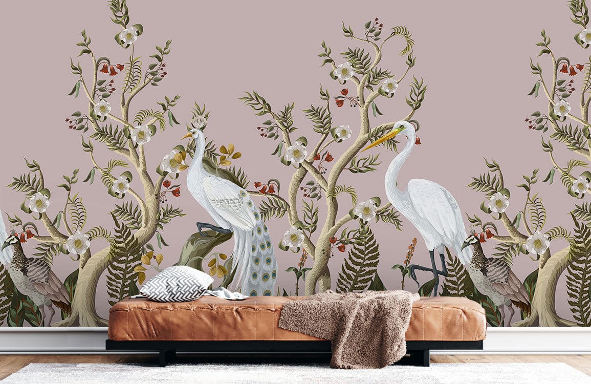 Vector Flowers & Birds III Wallpaper Mural