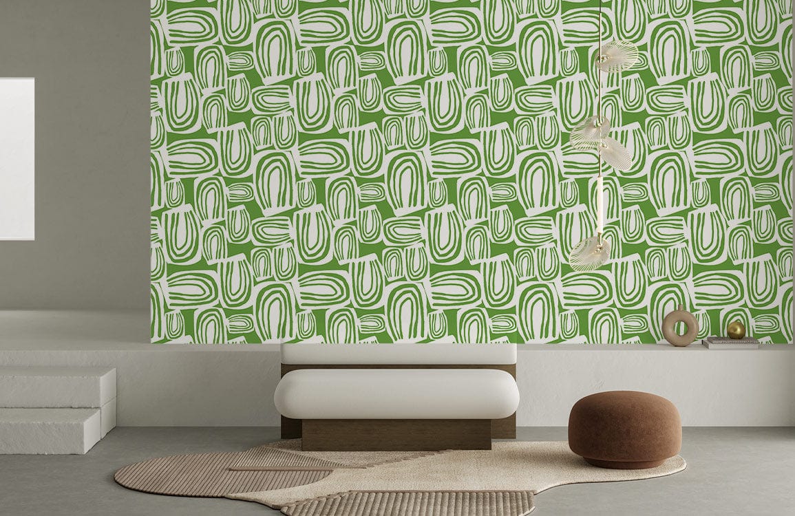 Green Abstract Geometric Pattern Mural Wallpaper