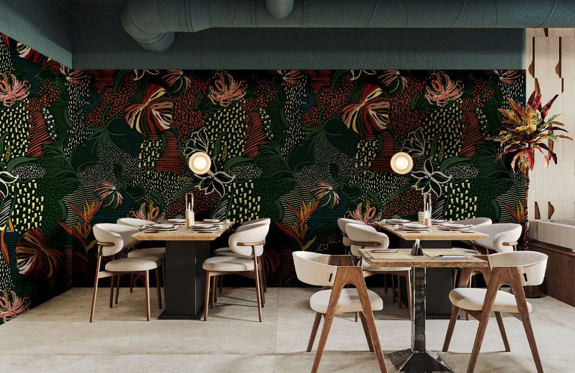 Midnight Tropical Botanical Wallpaper