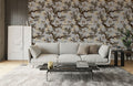 Flowers & Birds on Gray Wallpaper Mural