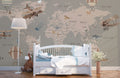 Grey & Pink Map Wallpaper Mural
